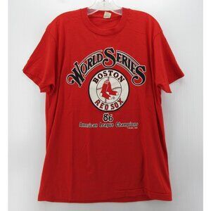 VINTAGE Boston Sox Shirt XL Red 1986 World Series AL Champions MLB USA